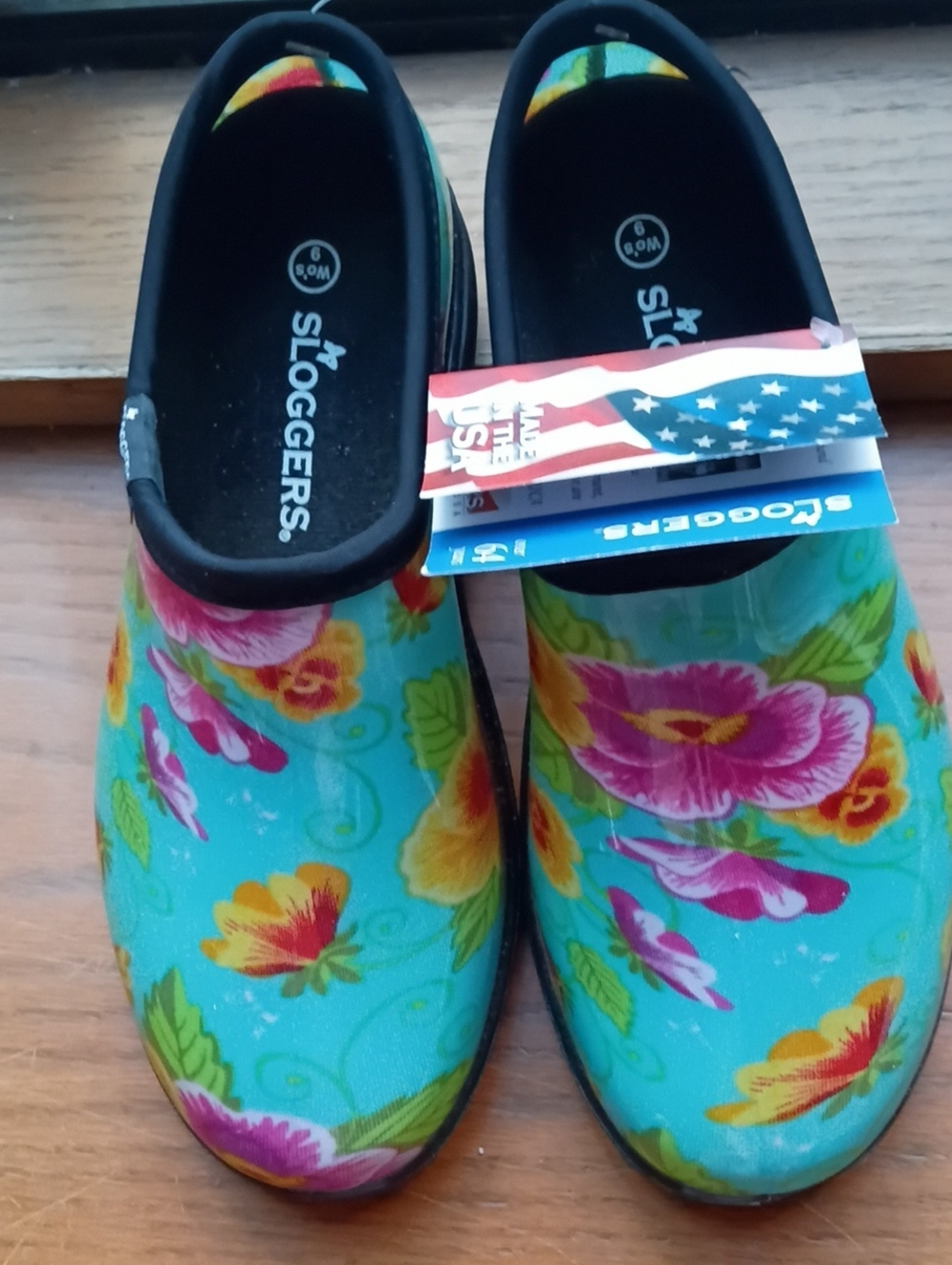 Sloggers Women's Waterproof Clogs - Turquoise Multicolor, NWT, Size 9,